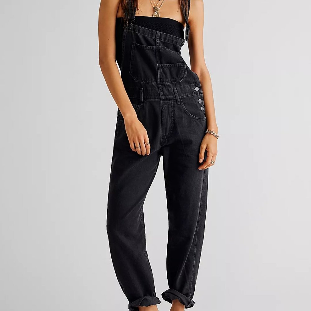 Free People Ziggy Overalls NWT - Size S - Black Mineral Wash